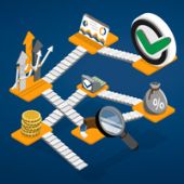 Person mit mobilem Gerät bei der Inventur