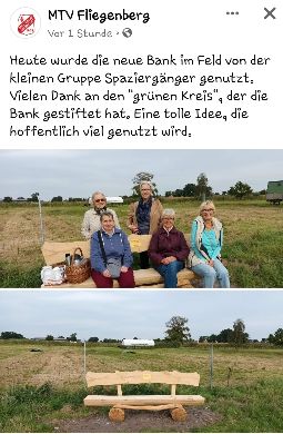 Bericht vom MTV Fliegenberg zu unserer Bank