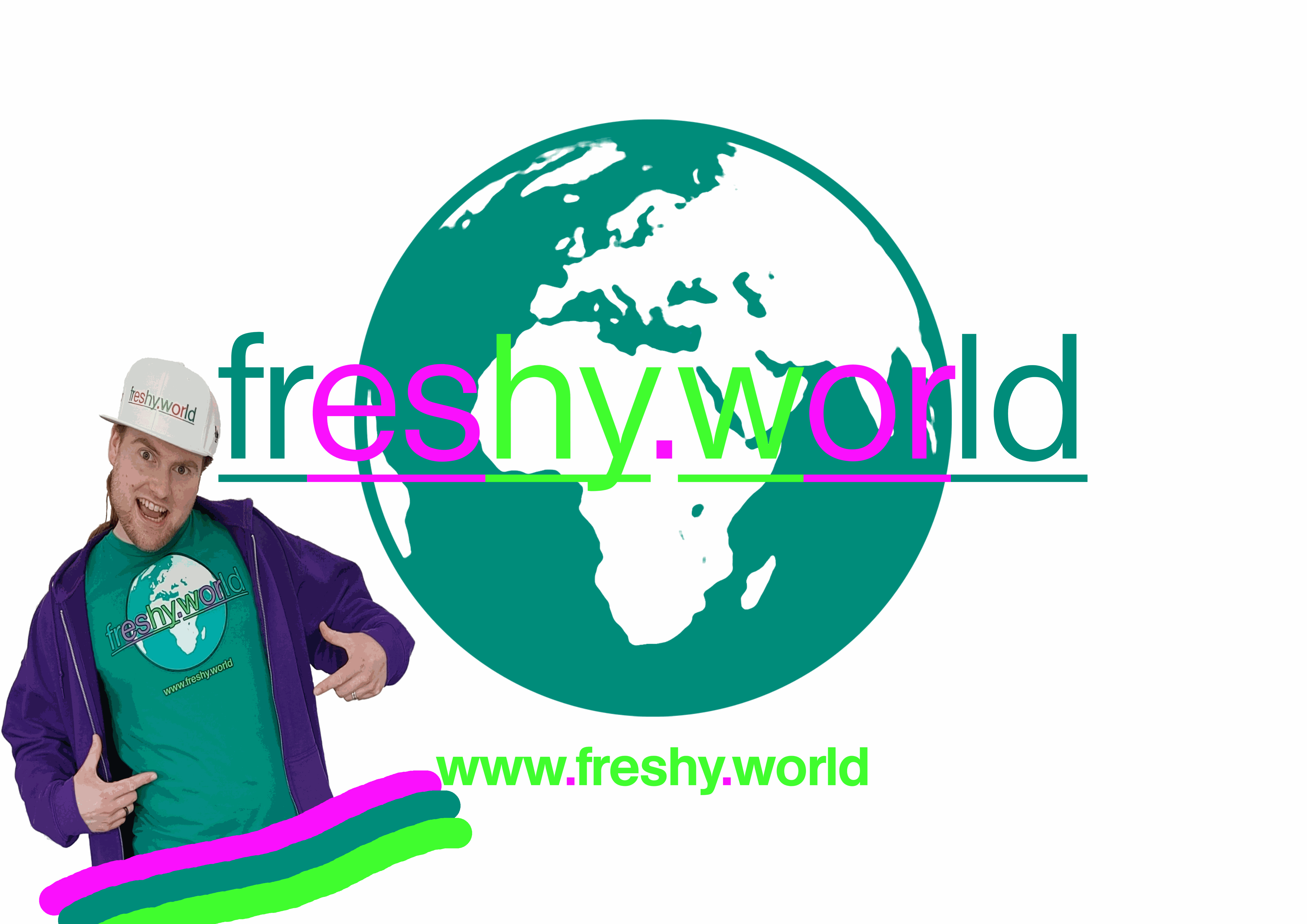 Dancing Tobias Langer with freshy.world logo