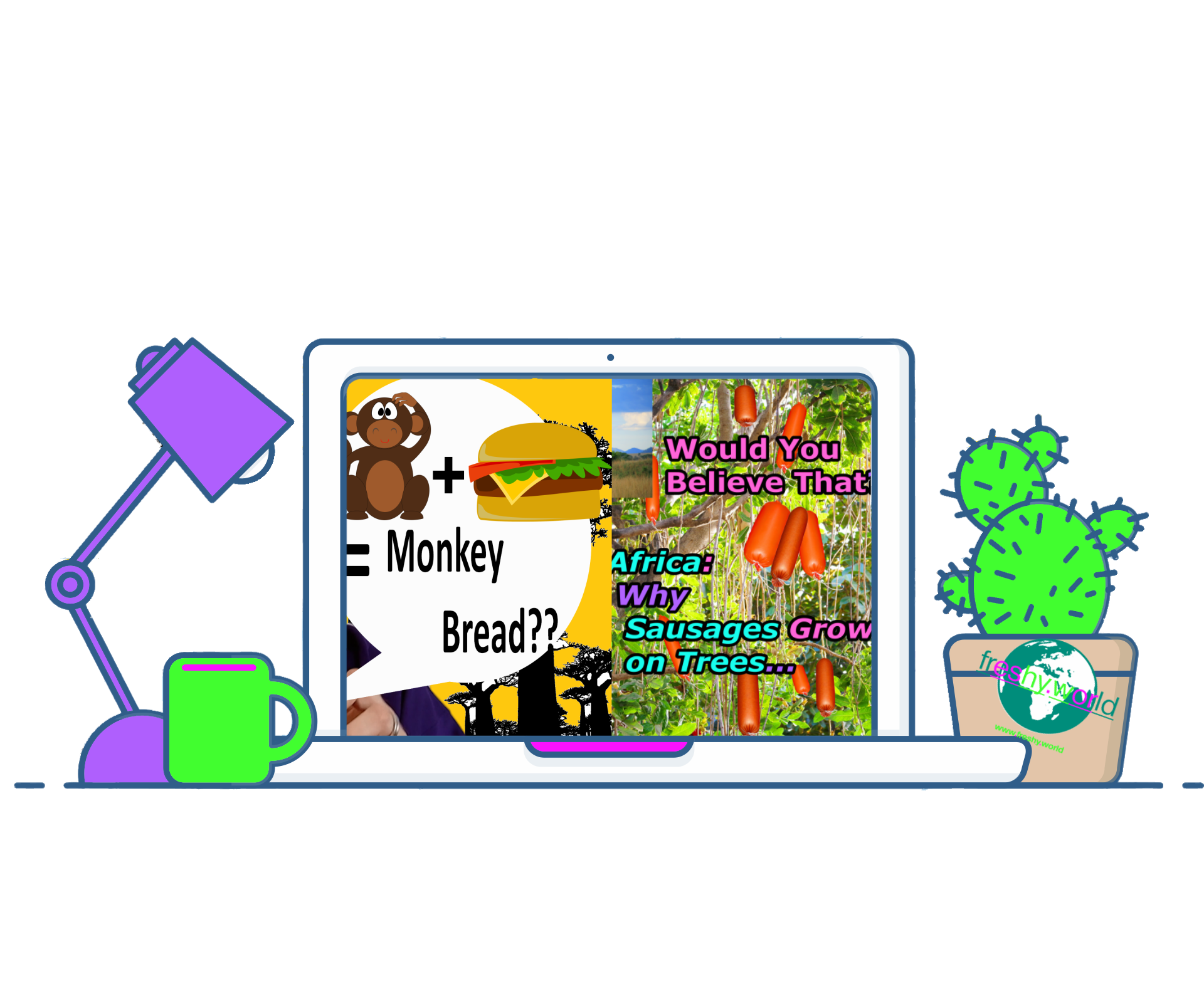 Baobab and Sausage Tree watching on laptop