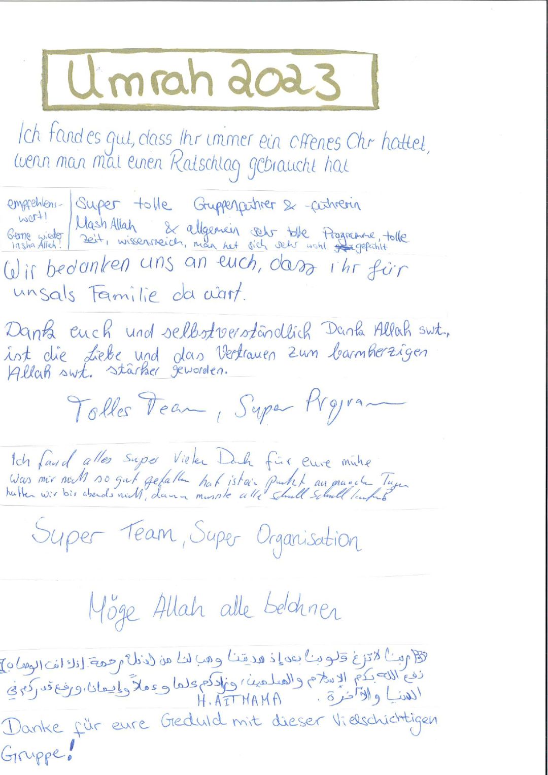 Gästebucheintrag BALCOK