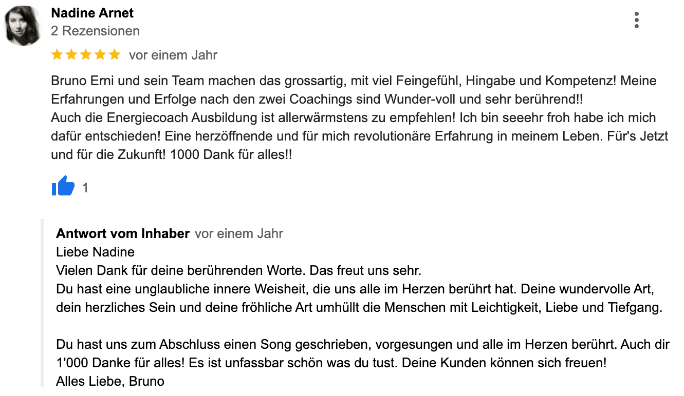 Nadine Arnet - Google-Rezension