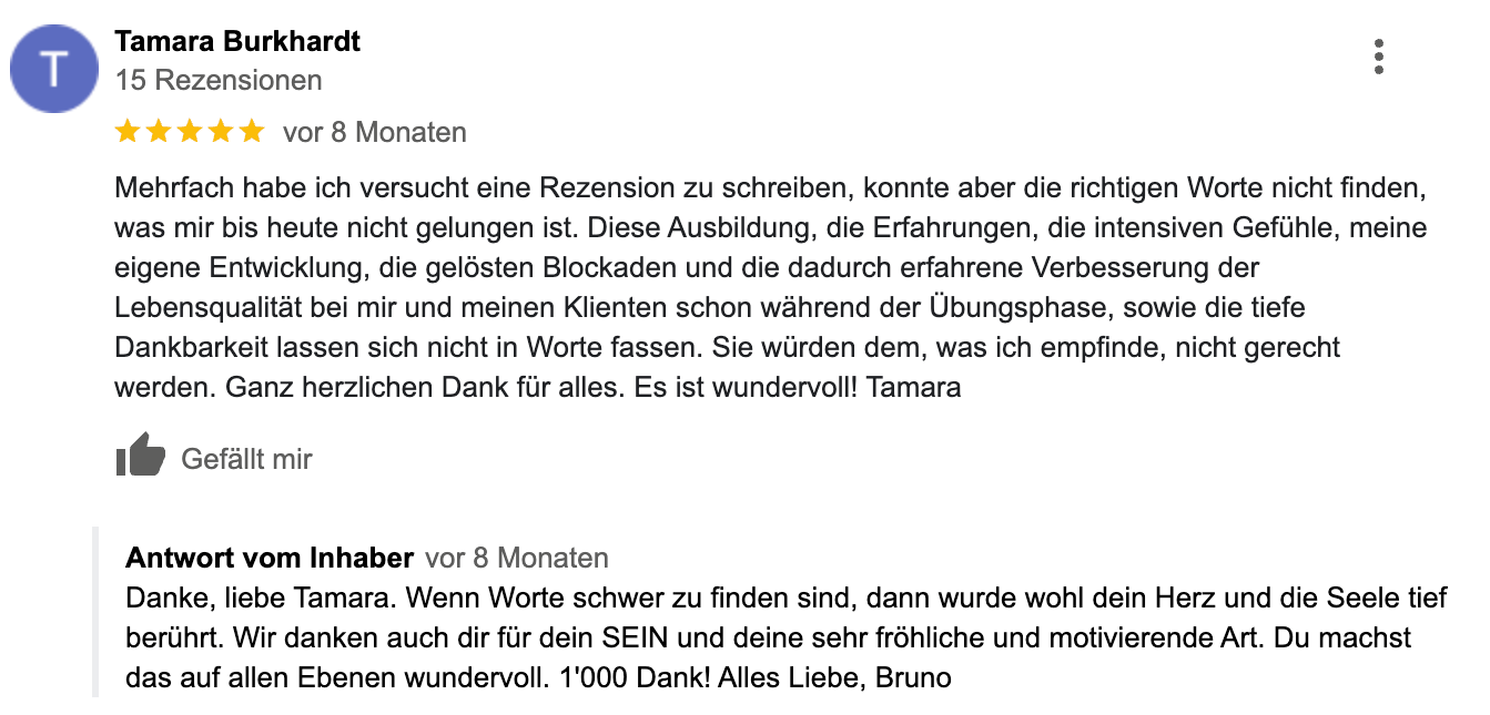 Tamara Burkhardt - Google-Rezension
