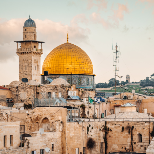 Altstadt von Jerusalem mit Felsendom – Abschluss der Unternehmerreise und Delegationsreise mit ABC Personal GmbH, inspiriert von Jörg Knoblauch. Kulturelle Highlights in Bethlehem, Jericho und am Toten Meer.