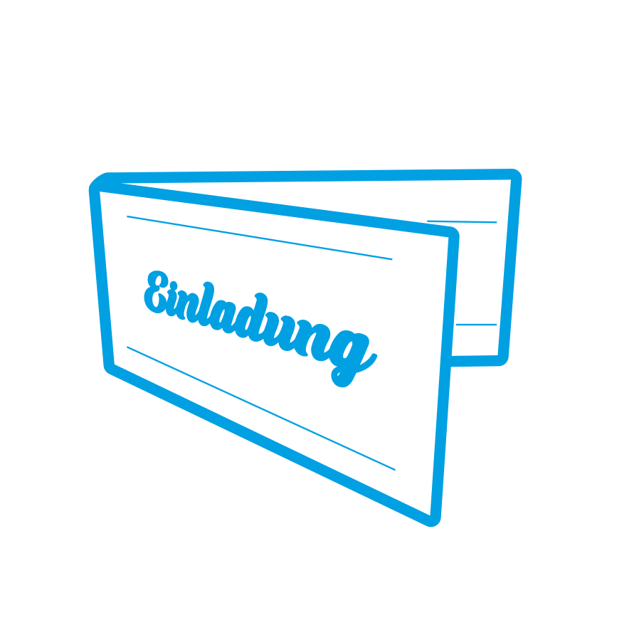 Einladungskarte, gefalzt auf DIN lang quer (21,0 cm x 9,9 cm), vertikaler Mittelfalz, 4-seitig