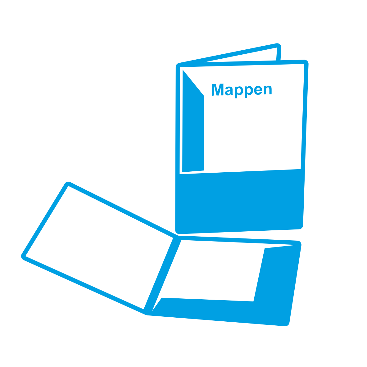 Mappe für DIN A4, 2-teilig mit 2 Laschen, 4/0 farbig (Außenseite bedruckt)