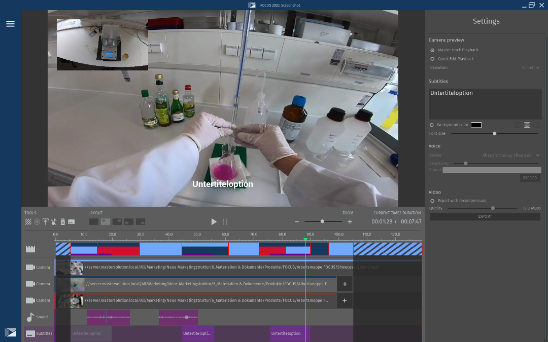 Bild FOCUS Software Film schneiden