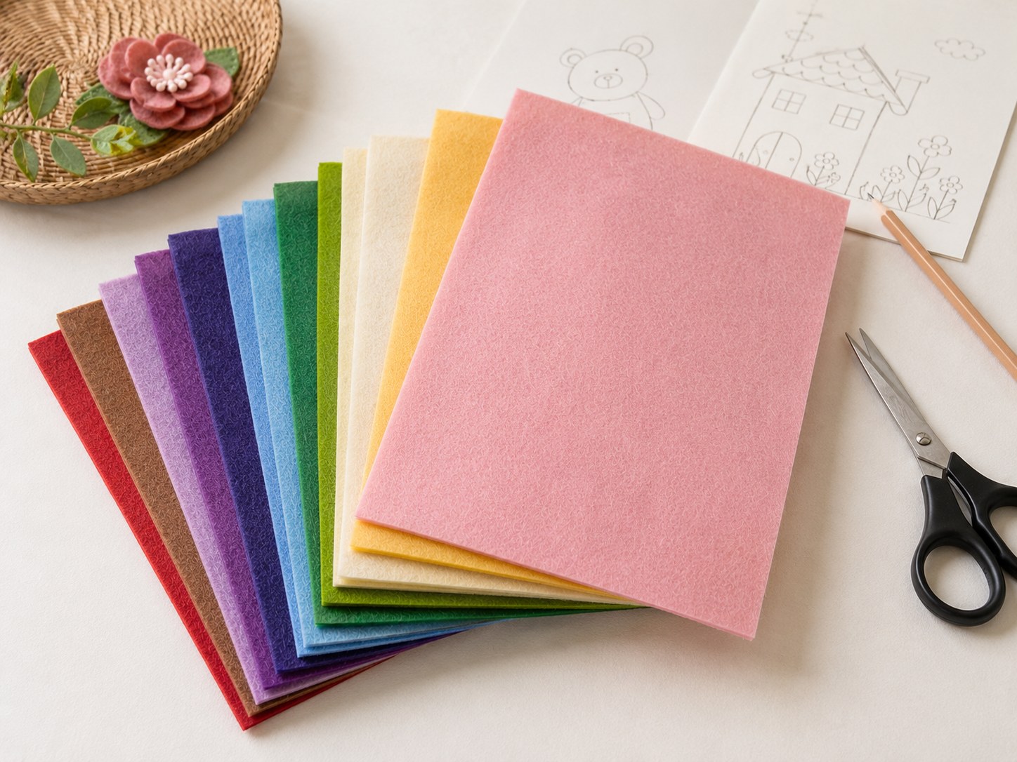 Bunte koreanische Filzboegen fuer DIY-Projekte und Quiet Books