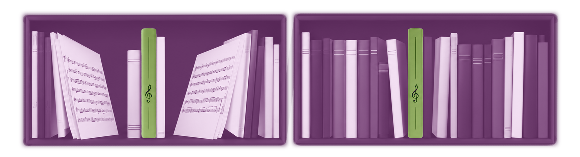 Ein Musikbuch sowohl ins Bücherregal als auch ins Notenregal.